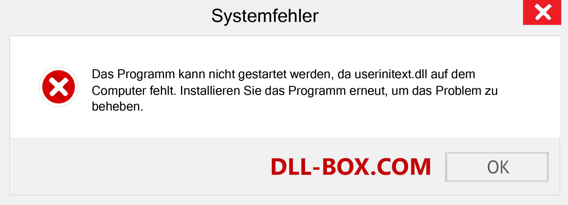 userinitext.dll-Datei fehlt?. Download für Windows 7, 8, 10 - Fix userinitext dll Missing Error unter Windows, Fotos, Bildern